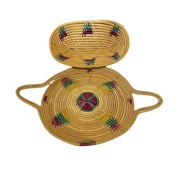 2 Vintage Handmade Basket Woven Bowl Decorative Basket Home Decor Southwest Boho - Picture 1 of 8